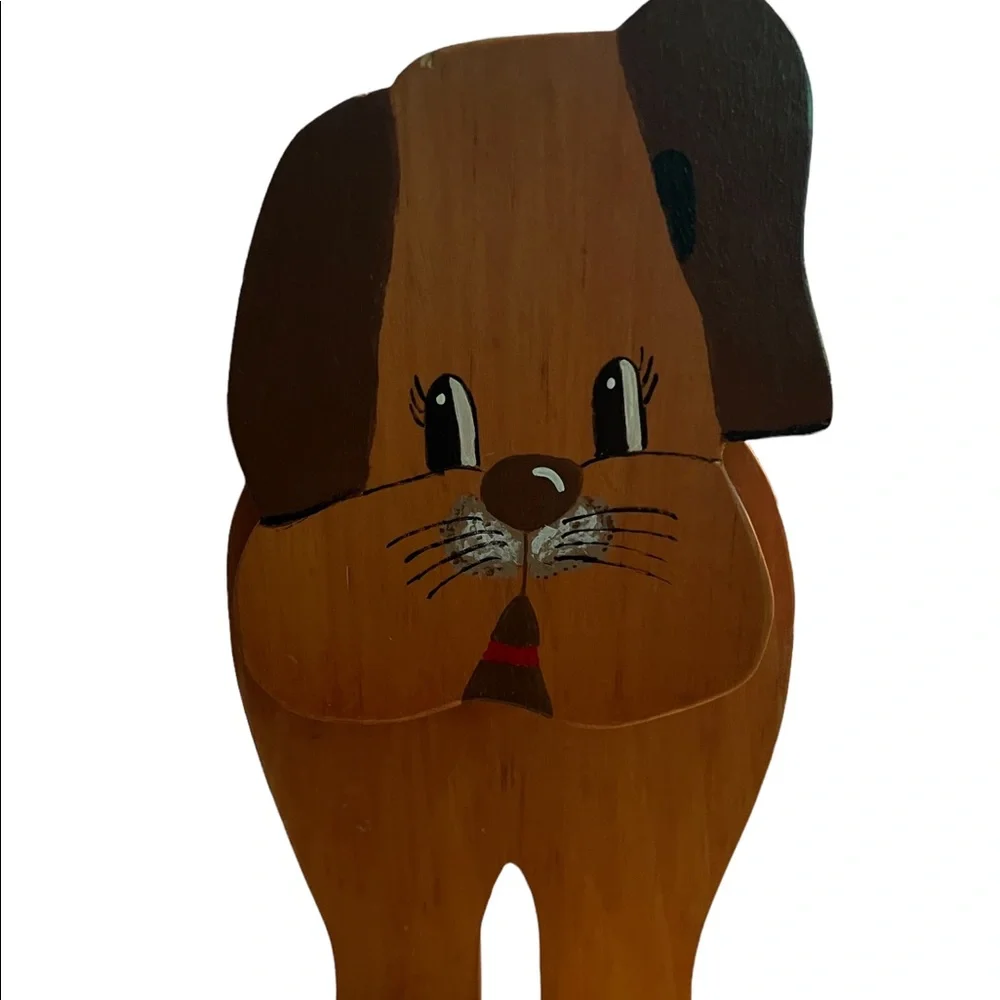 Retro Wooden Dog Toilet Paper Roll Holder